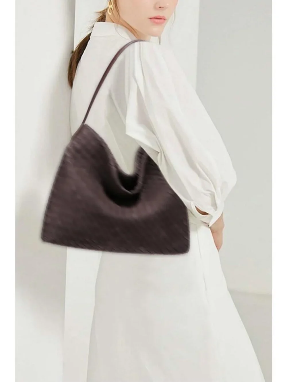 Chic Slouchy Faux Suede Woven Hobo Bag | Stylish Women's Shoulder Tote Handbag